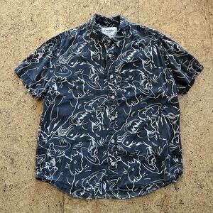 Corridor New York Stallion Horse Print Short Sleeve Button Up Shirt Large
